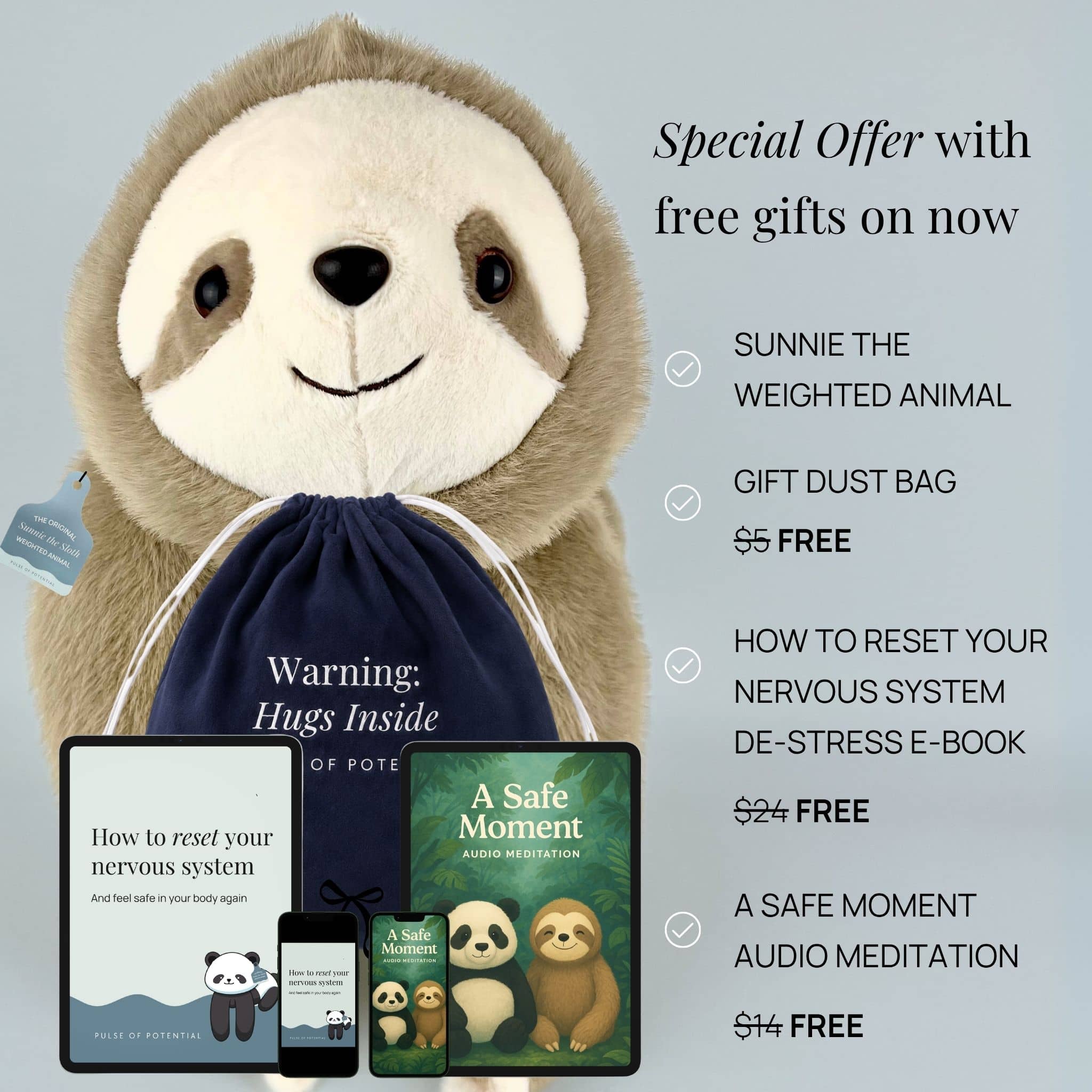Sunnie the Sloth Weighted Animal